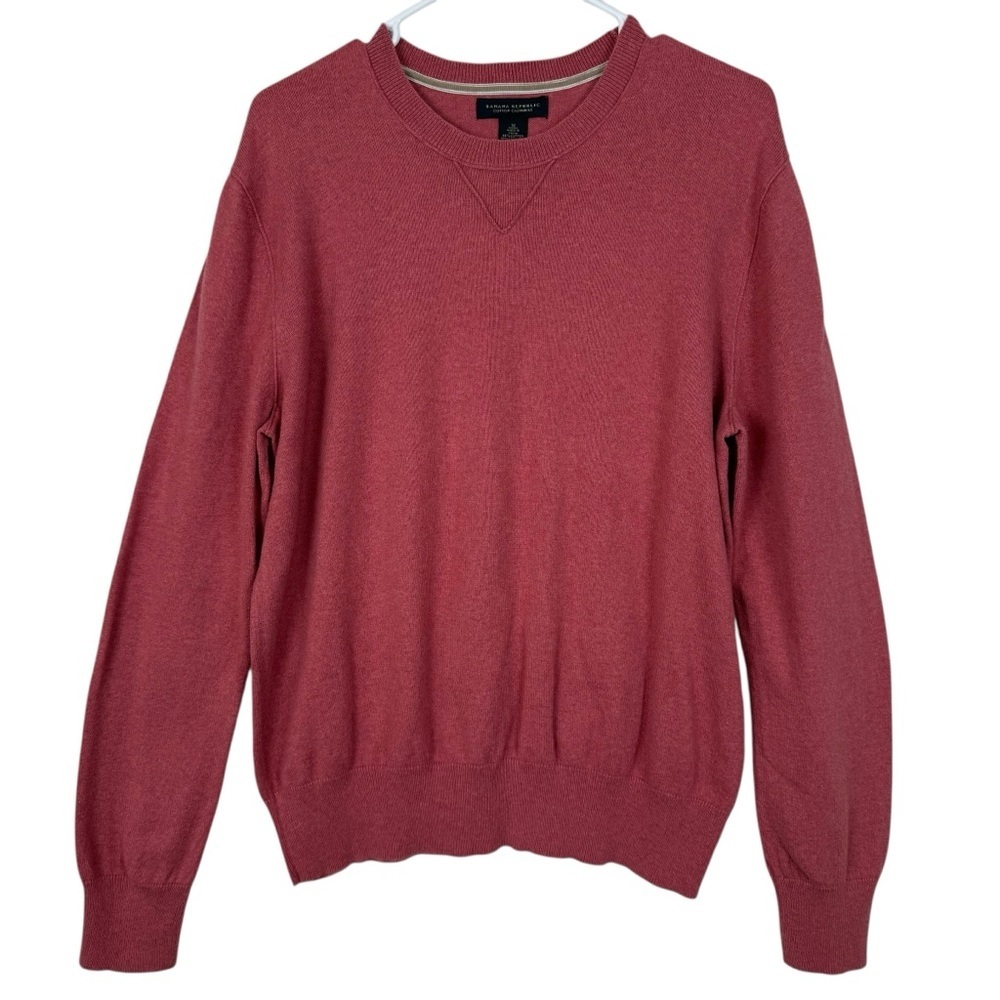 Banana Republic Y2K Cotton-Cashmere Crewneck Sweater Coral/Brick Red Mens Medium